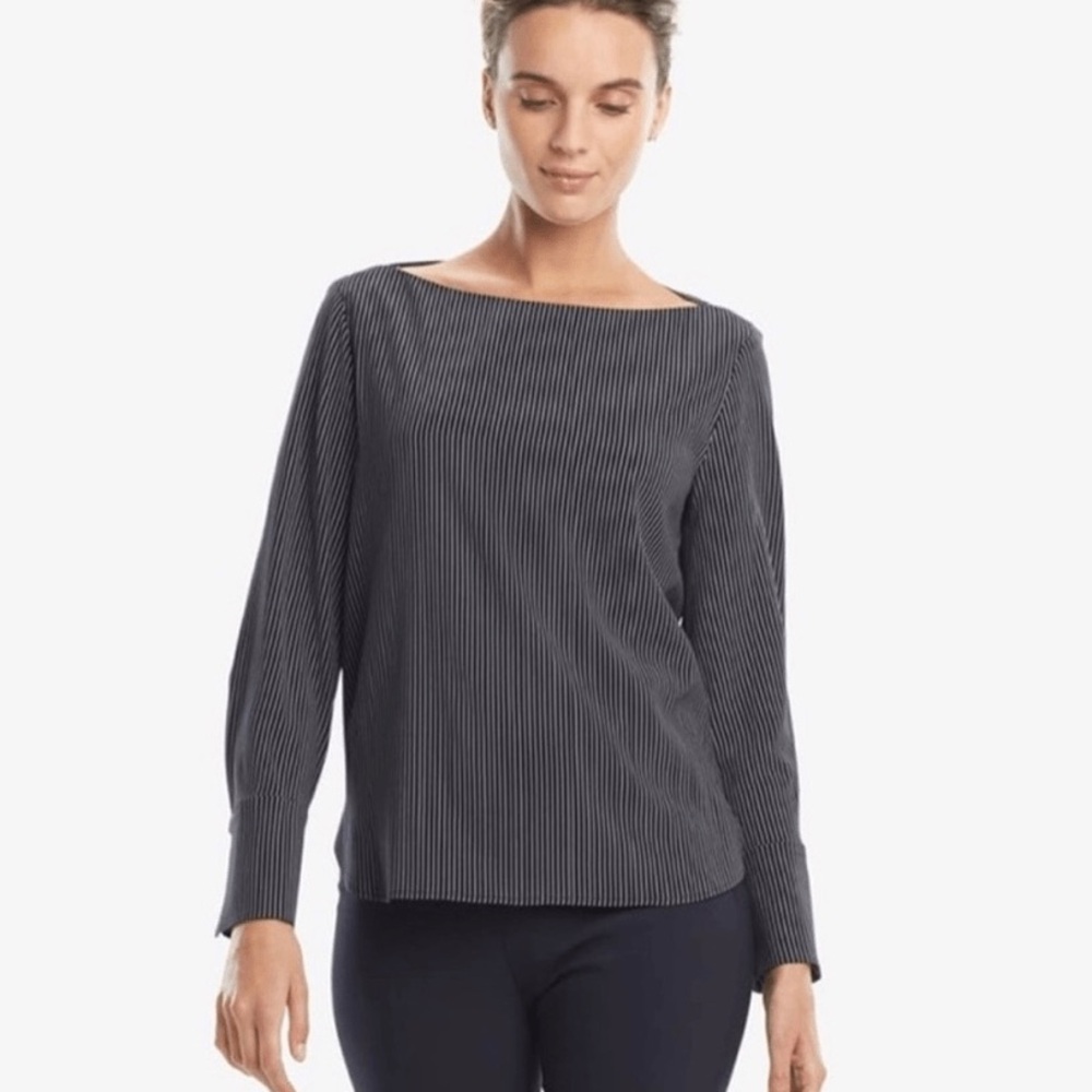 M.M Lafleur Rampling Top Navy White Stripe Boatneck Quiet Luxury Capsule Size M